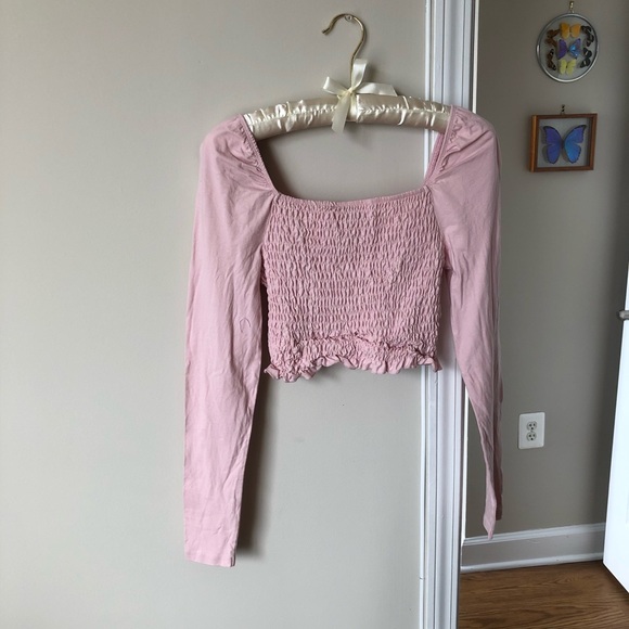 ASOS Pink Smocked Crop Top - Picture 5 of 7